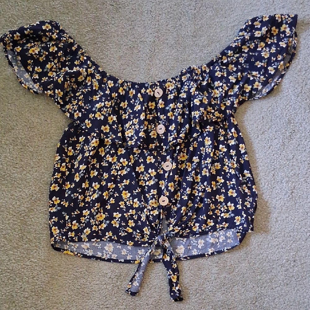 Kaii Navy Floral Blouse